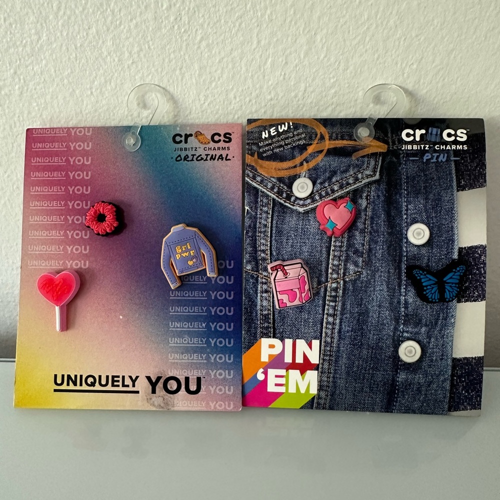 NWT Crocs Jibbitz charms pin and original, 2 packs of 3 pins each.